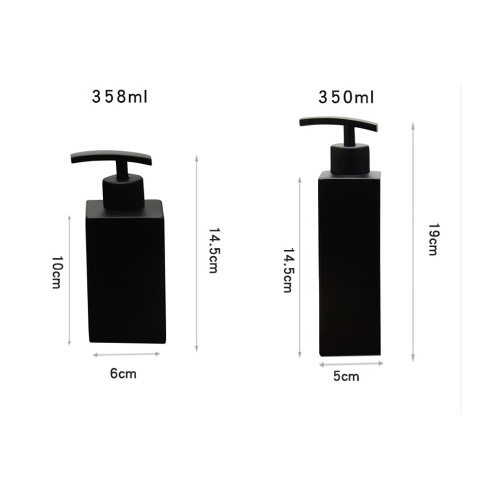Distributeur de savon Garvee noir mat en acier inoxydable 304, carré, 355 ml (12 oz), pour la cuisine et la salle de bain, antidérapant et rechargeable.