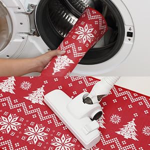 Tapis de Noël lavable Garvee rouge à motif cœur, antidérapant, 50 x 80 cm, pour l'intérieur et l'extérieur. Décoration de Noël.