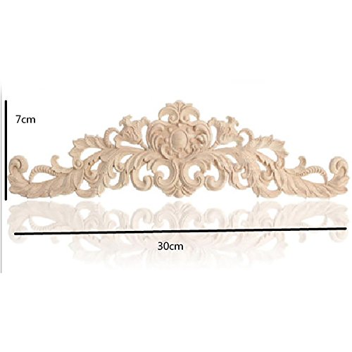 Panneau mouluré d'angle en bois d'hévéa incrusté Garvee, sculpté à la main, pour meubles et portes, 30 x 70,8 cm, non peint