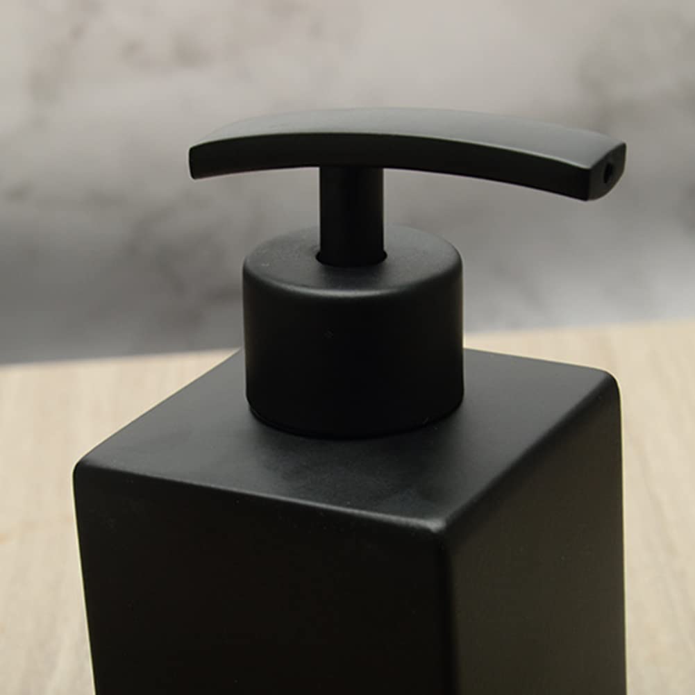 Garvee Distributeur de savon carré , 355 ml, acier inoxydable 304, noir mat, rechargeable, antidérapant