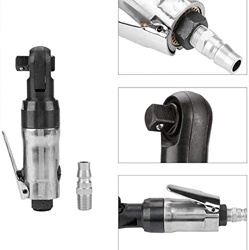 Clé à cliquet pneumatique Garvee Mini 6,35 mm et 9,5 mm, tige droite, robuste, en métal, compacte, idéale pour le bricolage et les réparations.