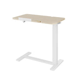 Garvee Table de Lit Roulante Réglable de 65 à 105 cm, Plateau Inclinable, Finition Bois naturel, pour Maison et Bureau - Bois naturel