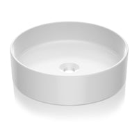 Lavabo rond Garvee 45,7 x 45,7 cm en céramique blanche moderne émaillée résistante aux rayures pour salle de bain et bar