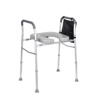 Garvee Siège de WC surélevé réglable avec accoudoirs et cadre indépendant pour salle de bain, matériau résistant, poches latérales et pieds antidérapants.