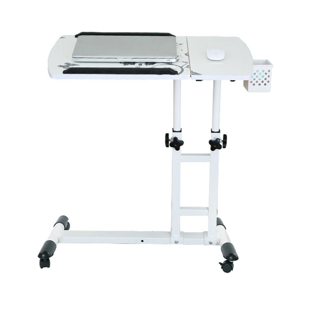 Table de lit mobile Garvee sur roulettes, table pour ordinateur portable à hauteur réglable pour lit d'hôpital ou lit médicalisé, 60 × 40 × 65-95 cm, noire