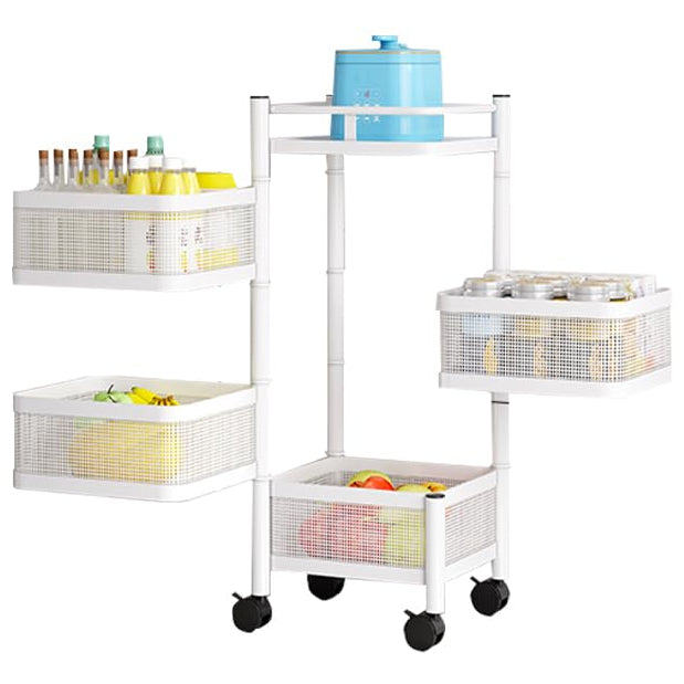 Garvee Chariot de rangement rotatif 4 niveaux en acier carbone avec roulettes, pour chambre d'enfant, cuisine et organisation des jouets