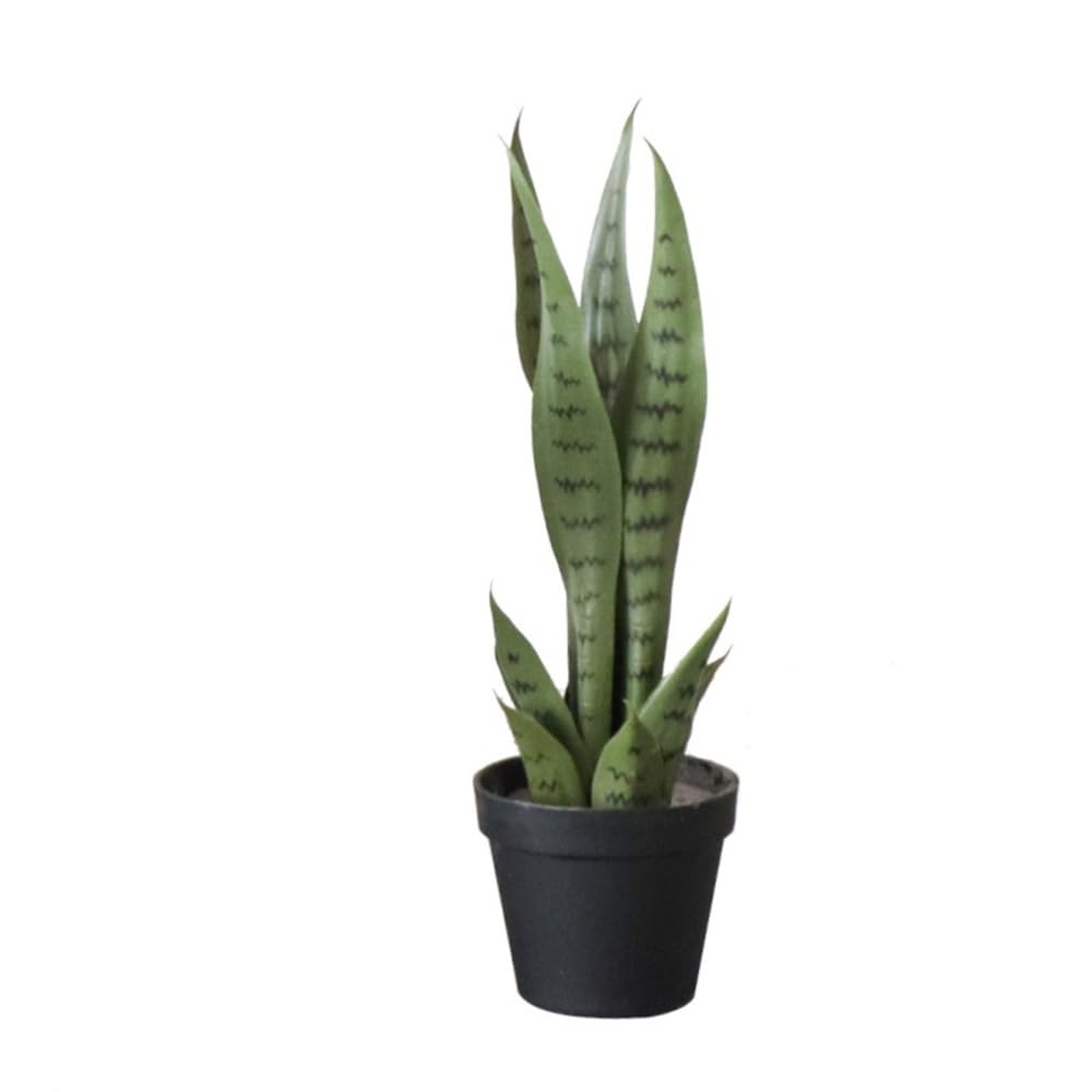 Plante serpent artificielle Garvee 40 cm, agave réaliste avec feuilles en PEVA et pot en ciment PP, verte, pour bureau et maison
