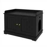 Garvee Meuble Cache Litière Chat en Bois, Design Moderne avec Double Porte et Ventilation, Armoire pour Bac à Litière pour Chat, Noir - Noir