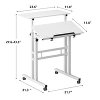 Garvee Bureau assis-debout mobile 60 × 60 × 70-110 cm, hauteur réglable, plateau inclinable, 4 roulettes, motif fleur de prunier, idéal télétravail.