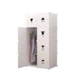 Armoire Garvee composée de 8 cubes avec portes et tringle à vêtements pour chambre à coucher, 75 x 47 x 111 cm, plastique noir