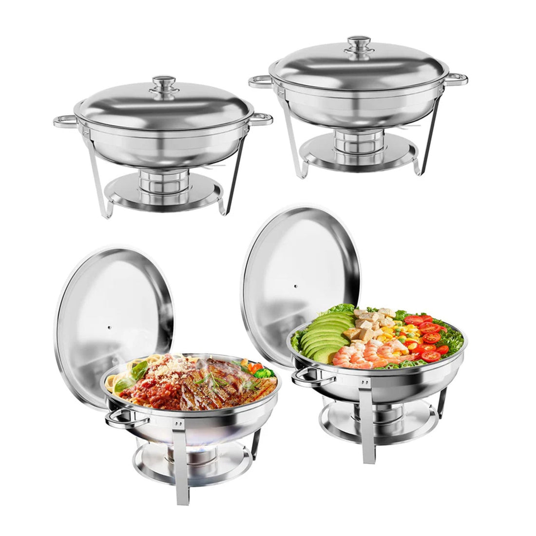 Ensemble de 4 chauffe-plats en acier inoxydable Garvee 4,7 L – Chauffe-plats pour traiteurs et buffets