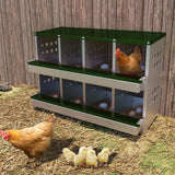 Garvee Pondoir pour poules 2 niveaux 8 compartiments, acier galvanisé vert foncé antirouille, avec 8 œufs factices, plateau de collecte et perchoir - Vert