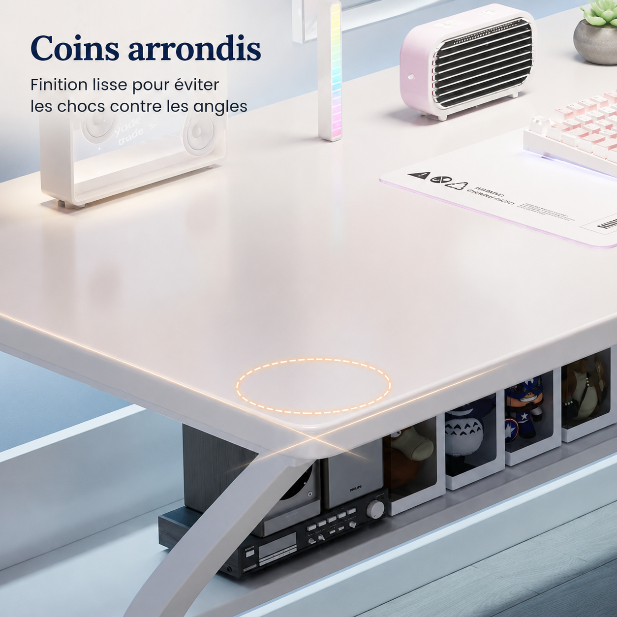 Garvee Bureau d’ordinateur blanc 80x50cm, table d’étude compacte pour chambre et petit espace