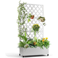 Bac à plantes en métal GARVEE avec treillis motif feuillage, pour jardin, terrasse ou balcon, brise-vue 120 x 40 x 180 cm