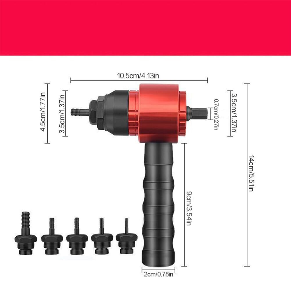 Garvee Accessoire pour riveteuse électrique sans fil M3-M8 avec adaptateur pour perceuse sans fil Rouge
