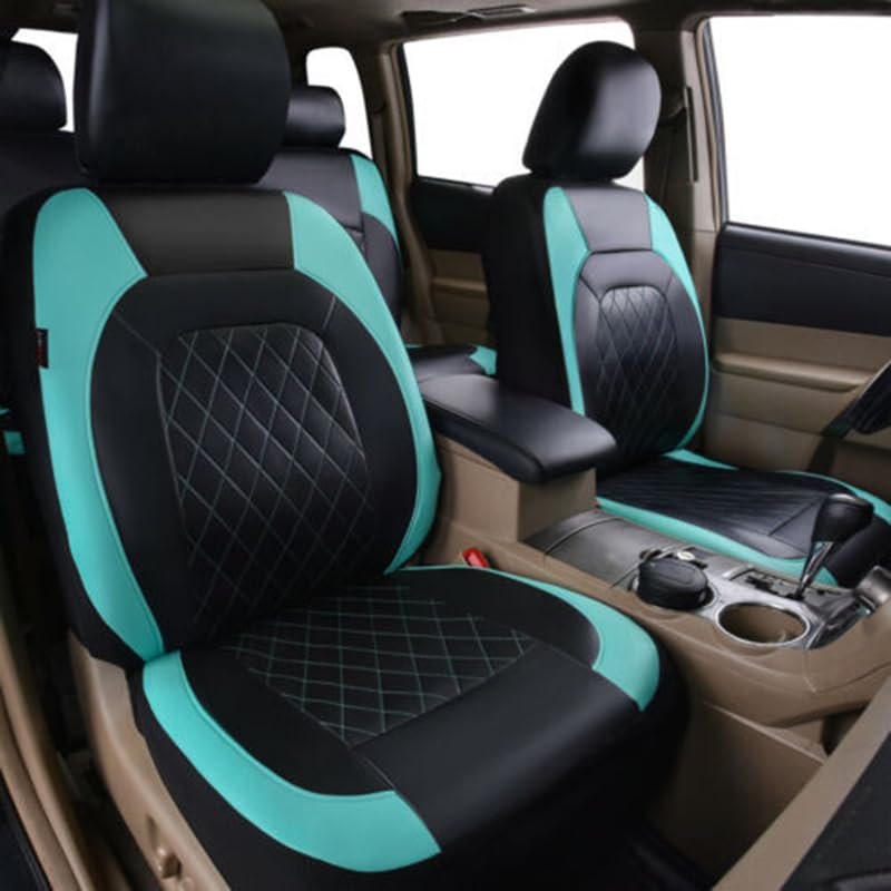 Ensemble de 9 housses de siège auto Garvee, imperméables et antidérapantes, en cuir PU, universelles pour voiture, camion et SUV, noires.