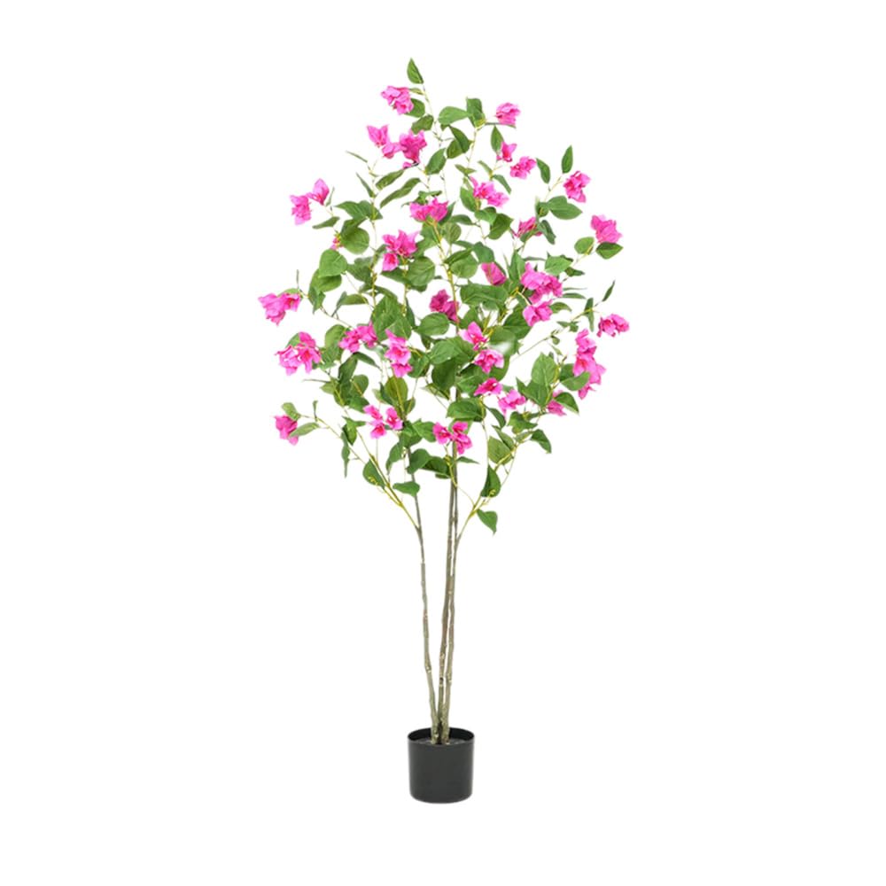 Bougainvillier artificiel Garvee de 1,80 m, en soie réaliste, pot stable, vert, pour studio photo et décoration