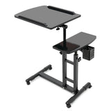 Table de lit mobile Garvee sur roulettes, réglable en hauteur, inclinable, pour ordinateur portable, idéale pour les lits d'hôpital et les lits médicalisés, 60 × 40 × 65-95 cm, noire