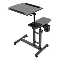 Table de lit mobile Garvee sur roulettes, réglable en hauteur, inclinable, pour ordinateur portable, idéale pour les lits d'hôpital et les lits médicalisés, 60 × 40 × 65-95 cm, noire