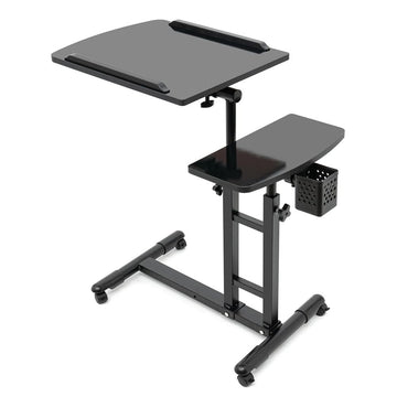 Table de lit mobile Garvee sur roulettes, réglable en hauteur, inclinable, pour ordinateur portable, idéale pour les lits d'hôpital et les lits médicalisés, 60 × 40 × 65-95 cm, noire