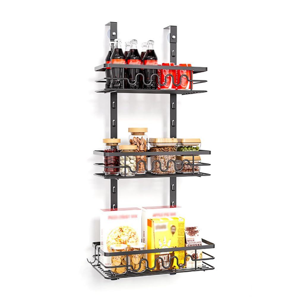 Organisateur de garde-manger Garvee à suspendre à la porte, étagère à épices en métal à 3 niveaux, antirouille, pour la cuisine et la salle de bain, gain de place polyvalent.