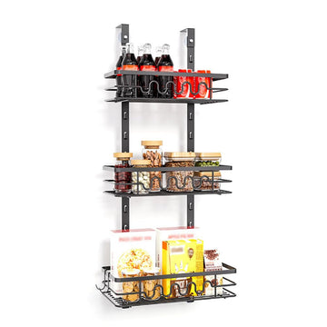 Organisateur de garde-manger Garvee à suspendre à la porte, étagère à épices en métal à 3 niveaux, antirouille, pour la cuisine et la salle de bain, gain de place polyvalent.