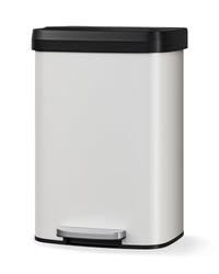 Poubelle en métal Garvee 50 L (13 gal) avec couvercle, acier inoxydable, fermeture amortie, blanche, pour îlot de cuisine