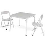 Garvee Ensemble table et chaises pliantes pour enfants, structure en métal, revêtement en PU, beige, pour manger et jouer - Beige