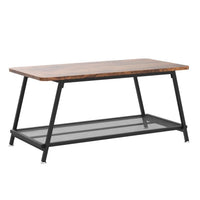 Garvee table basse en bois, table d'appoint pour salon, table basse avec rangement, table moderne avec structure en acier et étagère, 100 × 50 × 46 cm