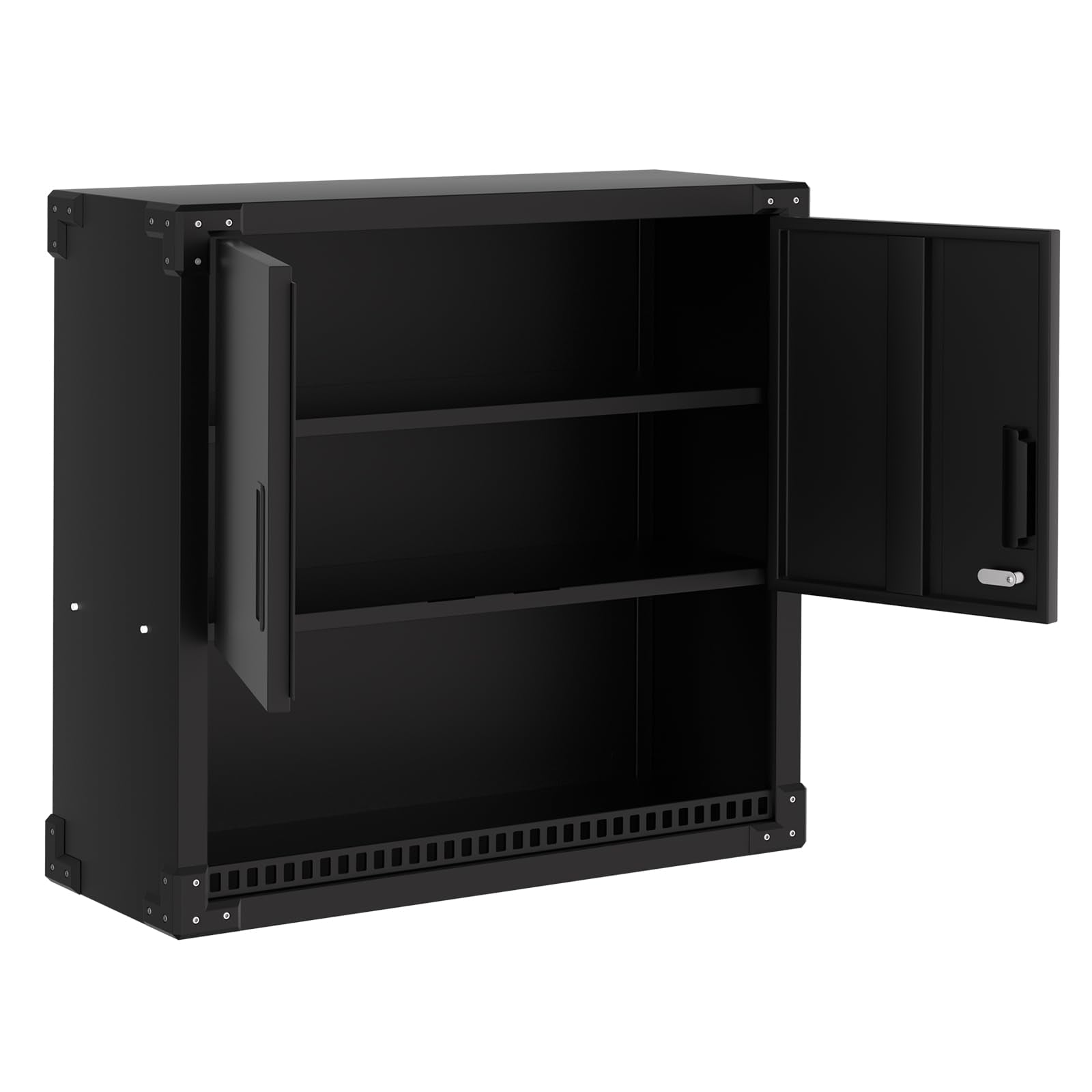 Armoire murale robuste Garvee en acier avec étagères réglables et serrure pour garage ou atelier, 80 x 30 x 77 cm, noire