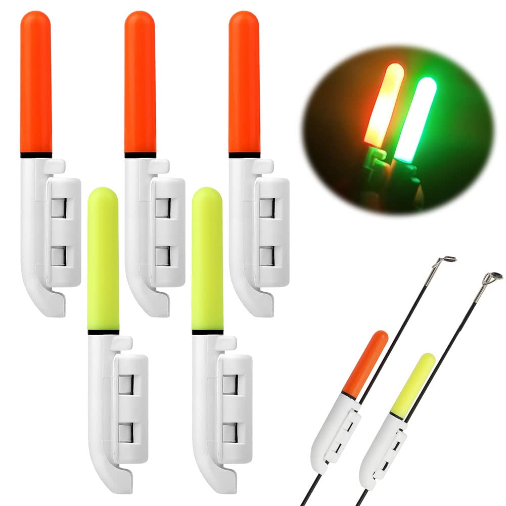 Garvee Lot de 5 bâtons lumineux de pêche à LED, étanches, fonctionnant sur piles, indicateur de touche type 425 pour la pêche de nuit