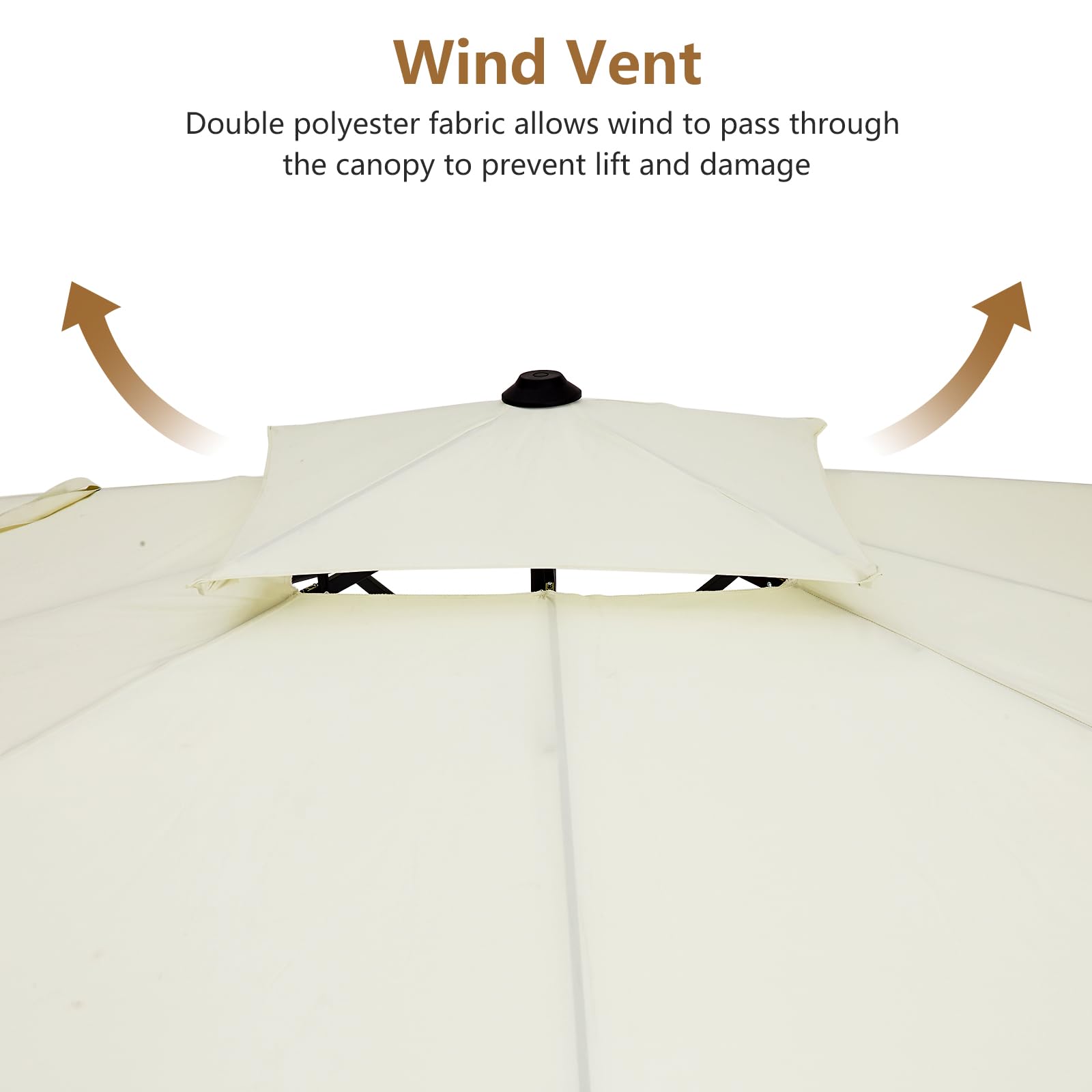 Garvee Parasol de jardin en aluminium 300 × 300 cm, beige, léger et résistant, structure robuste pour terrasse, balcon et extérieur