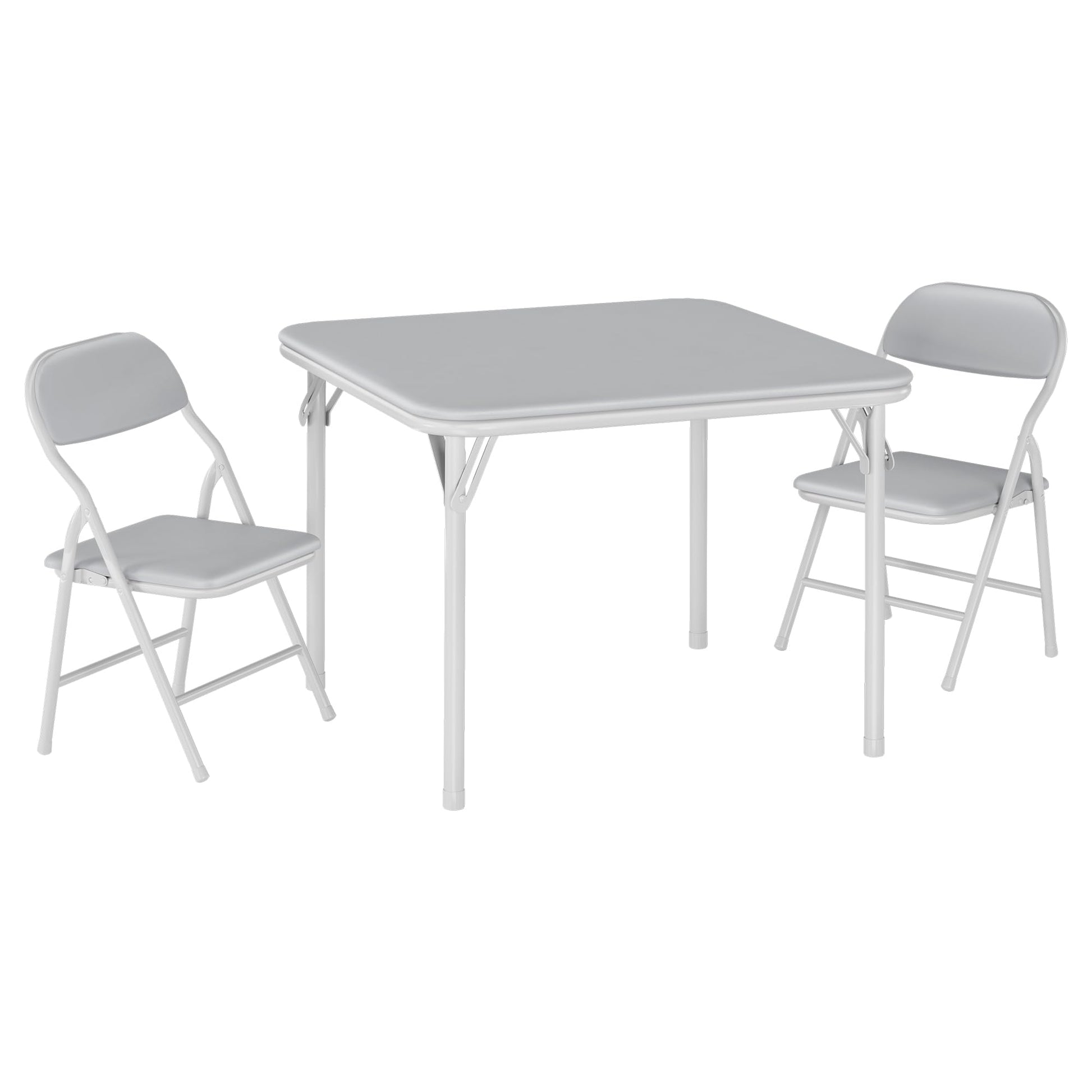 Ensemble table et chaises pliantes 3 pièces Garvee pour enfants, pliable, en cuir PU, structure en métal, léger, idéal pour la salle de jeux et le camping, multicolore