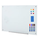 Garvee Tableau blanc en verre 91 × 61 cm - surface tempérée magnétique sans cadre pour bureau et école, design flottant, montage mural, blanc - 