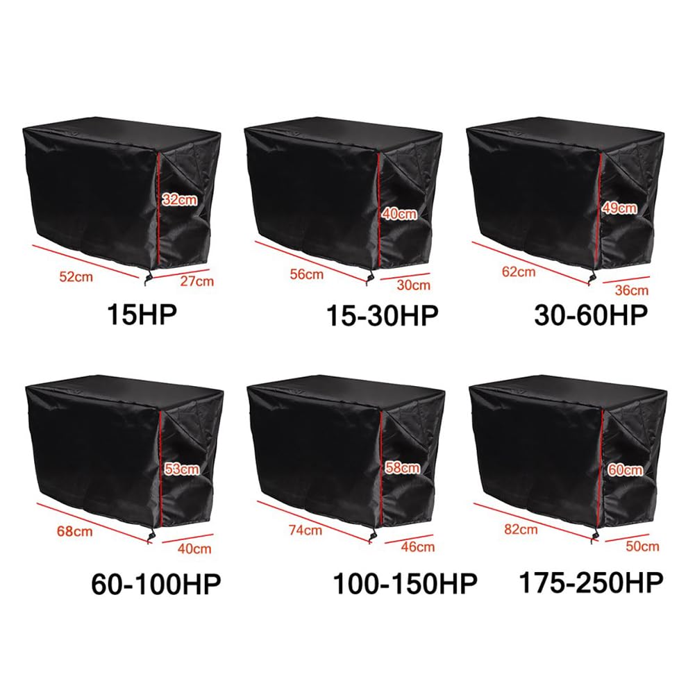 Demi-housse de protection pour moteur hors-bord Garvee, en tissu Oxford 210D imperméable noir, dimensions 52 x 27 x 32 cm, pour moteur de bateau 15 CV.