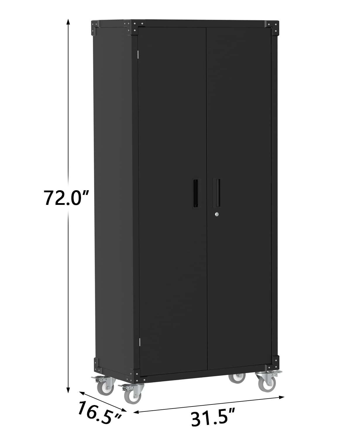 Armoire de rangement métallique Garvee avec roulettes, 4 étagères réglables, verrouillable, noir profond, pour garage et bureau