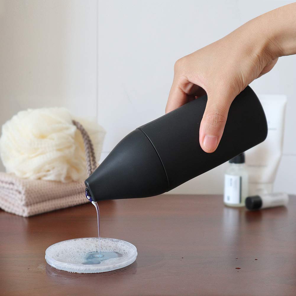 Distributeur de savon rechargeable en silicone Garvee, étanche, pour éviers de cuisine, désinfectant pour les mains, noir, pratique et durable