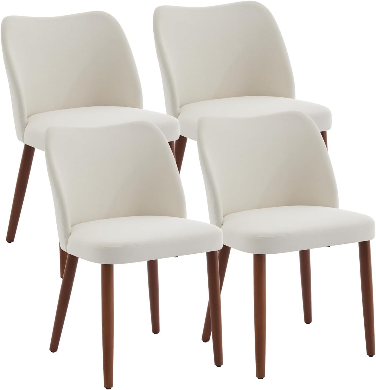 Ensemble de 2 chaises de salle à manger Garvee, en bois avec revêtement en lin et dossier à oreilles, pour la cuisine et la salle à manger, 42 x 47 x 78 cm, coloris naturel