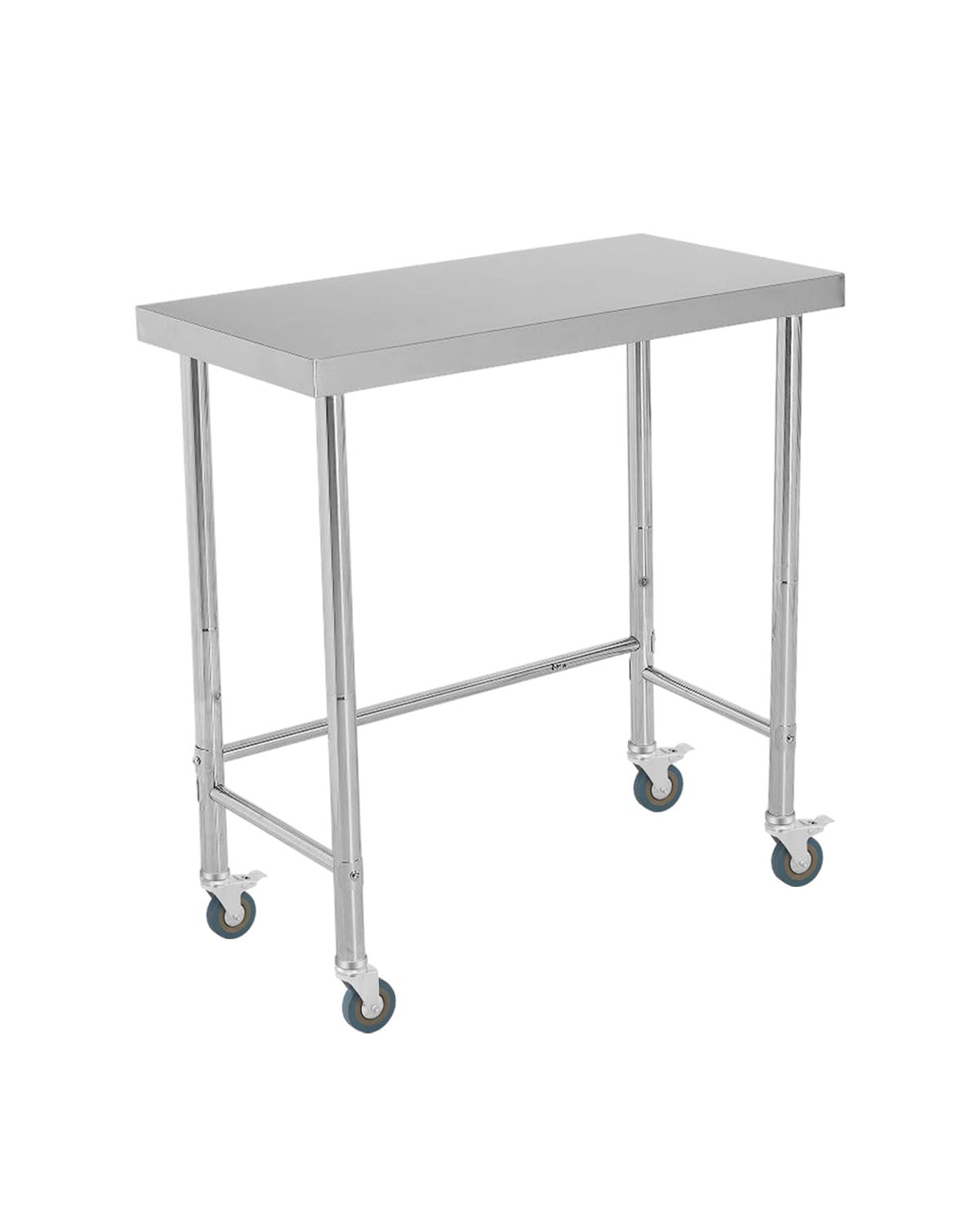 Table de travail Garvee en acier inoxydable 18 x 36 pouces avec roulettes pour cuisine et atelier, stable, mobile, antirouille, ergonomique et polyvalente