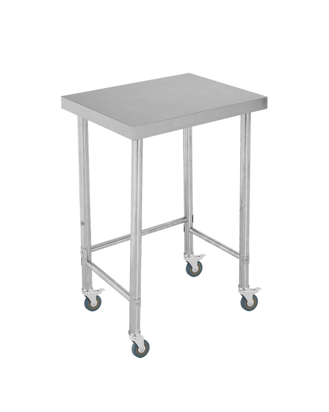Table de travail Garvee en acier inoxydable 18 x 24 pouces avec roulettes, utilisation mobile, conception robuste, acier antirouille, cuisine commerciale, polyvalente