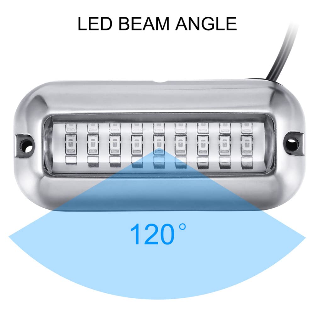 Garvee Lot de 2 lampes marines 27 LED, éclairage sous-marin pour bateau, éclairage de rétroviseur pour ponton en acier inoxydable, lampe de pont étoilée Vissen, lampe de nuit pour yachting et bateau en acier inoxydable
