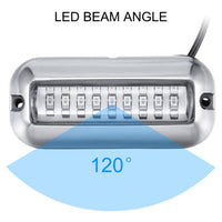 Garvee Lot de 2 lampes marines 27 LED, éclairage sous-marin pour bateau, éclairage de rétroviseur pour ponton en acier inoxydable, lampe de pont étoilée Vissen, lampe de nuit pour yachting et bateau en acier inoxydable