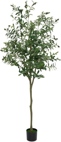 Olivier artificiel Garvee de 180 cm (6 pieds) avec feuilles et fruits réalistes, idéal pour la décoration du salon, de la chambre ou du bureau. Vert.