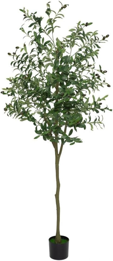 Olivier artificiel Garvee de 180 cm (6 pieds) avec feuilles et fruits réalistes, idéal pour la décoration du salon, de la chambre ou du bureau. Vert.