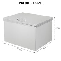 Garvee Bac à glace encastrable en acier inoxydable 304, 50 × 40 × 33 cm, couvercle à charnière, refroidisseur pour bar et barbecue, argenté