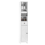 Garvee Meuble de salle de bain , 170 cm, portes coulissantes, 3 niveaux, blanc, format étroit