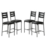 Garvee lot de 4 tabourets de bar en bois avec dossier et repose-pieds hauteur réglable cuir synthétique épais MDF et acier renforcé pour cuisine et salle à manger, noir