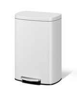 Garvee poubelle de cuisine 50 L en métal avec couvercle, fermeture amortie, pédale, blanche, poignée ergonomique, compacte, idéale pour la cuisine et le bureau - Blanc
