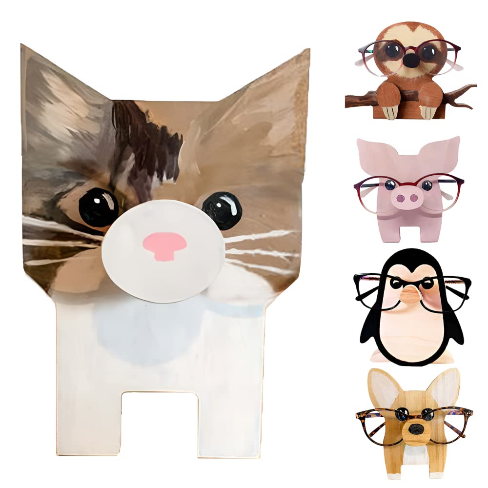 Garvee Porte-lunettes de soleil en bois, mignon, en forme de chat, pour chambre ou bureau