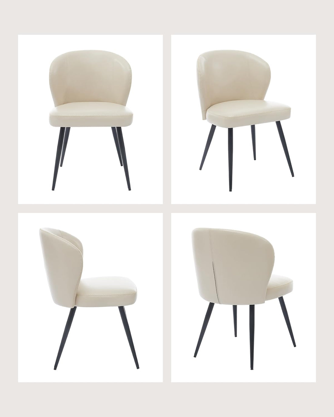 Ensemble de 2 chaises de salle à manger Garvee, ergonomiques, en cuir, pieds en acier, pour la cuisine et la salle à manger, hauteur d'assise de 59 cm (23,2 po), couleur neutre